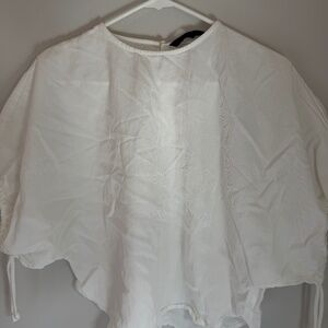 Zara Women’s White Top with Drawstring Sleeves | Size M | NWOT